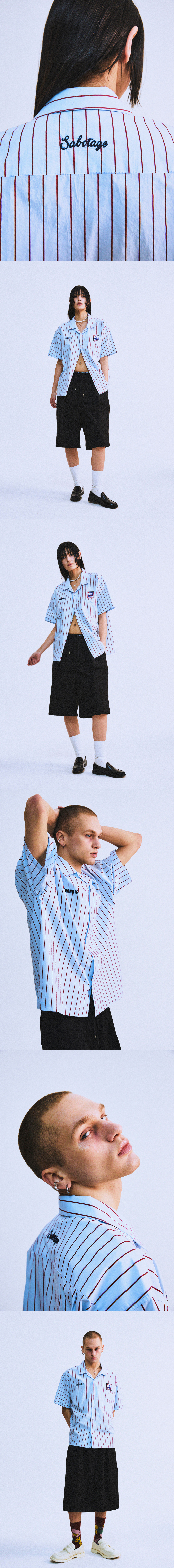 シャツ HIGH TIDE FRANKIE SABOTAGE STRIPE SHIRT BLUE SABOTAGE STRIPE SHIRT BLUE - 감도 깊은 취향 셀렉트샵 29CM